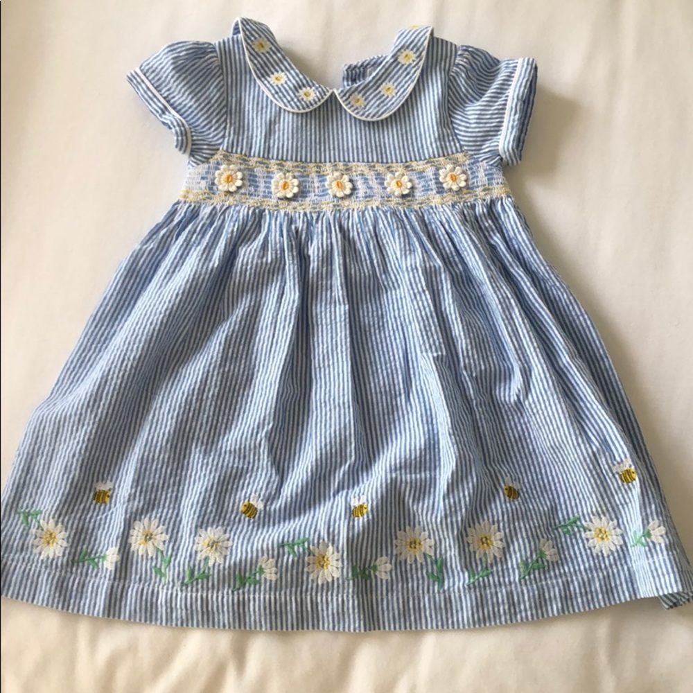 Blue Seersucker Dress 18-24Mo
